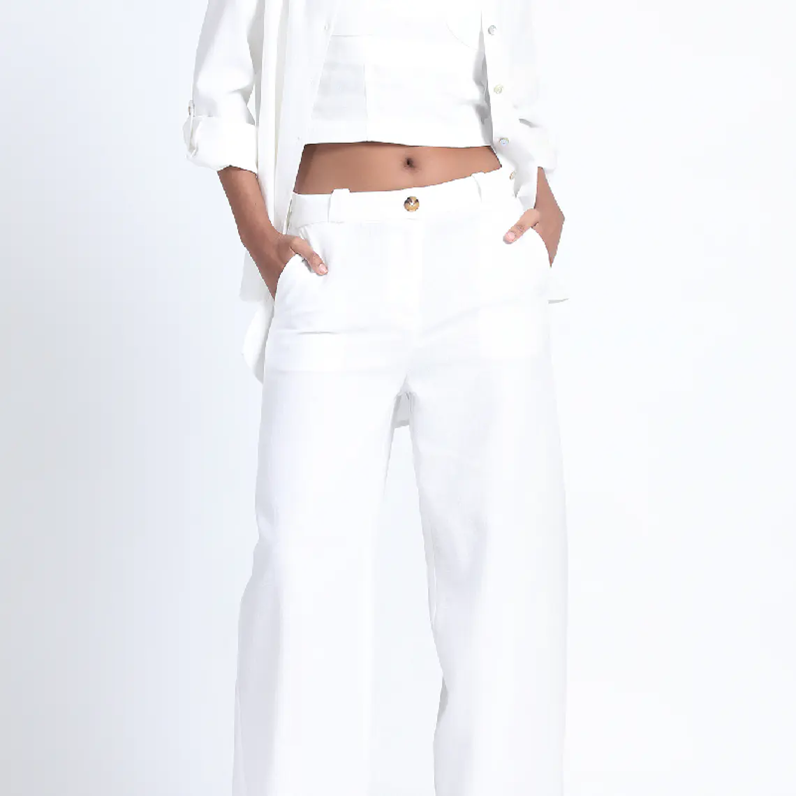 BLUSA CUELLO MAO CON BOTONES LARGA LINO VISCOSA CRUDO (TALLA XL) 4