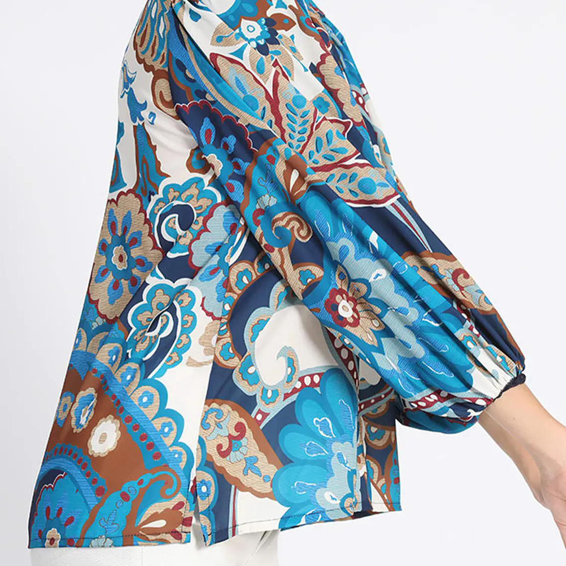 BLUSA ESTAMPADA, AZUL, COLECCIÓN ITALIA (TALLA S) 4