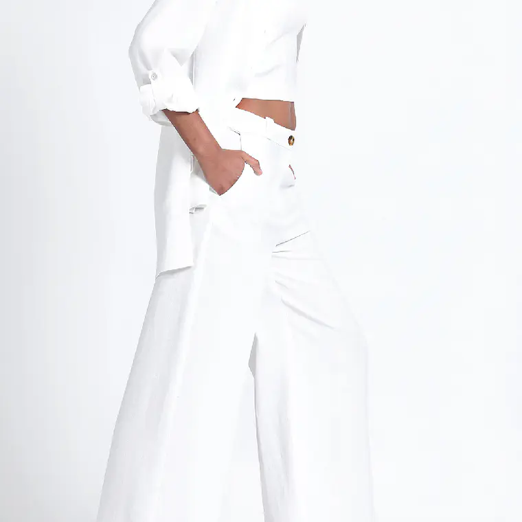 BLUSA CUELLO MAO CON BOTONES LARGA LINO VISCOSA CRUDO (TALLA XL) 5