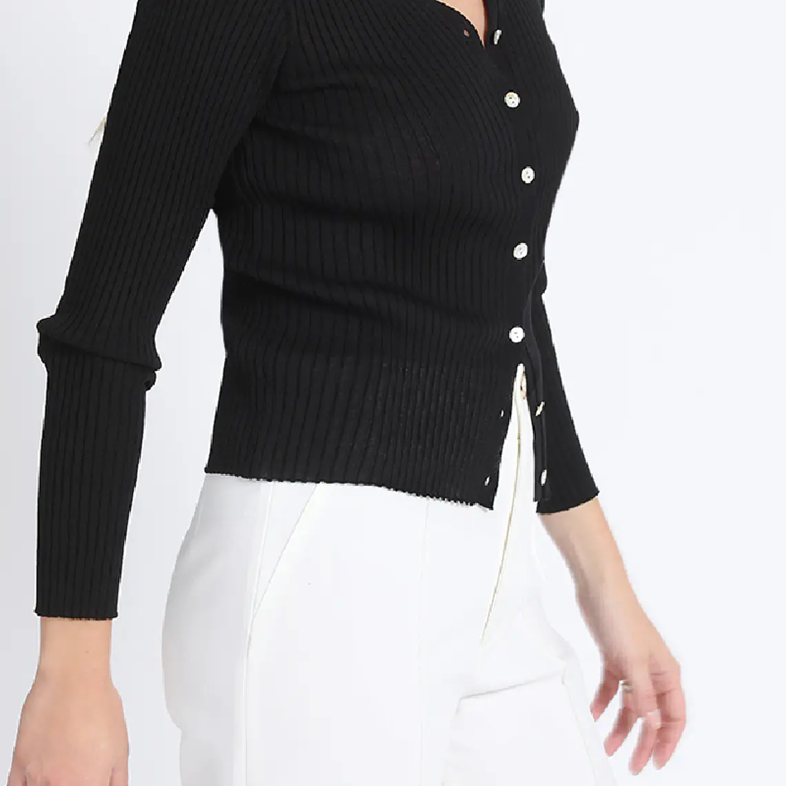 TEJIDO CARDIGAN CUYELLO V BOTON NACAR NEGRO (TAALLA XL) 5