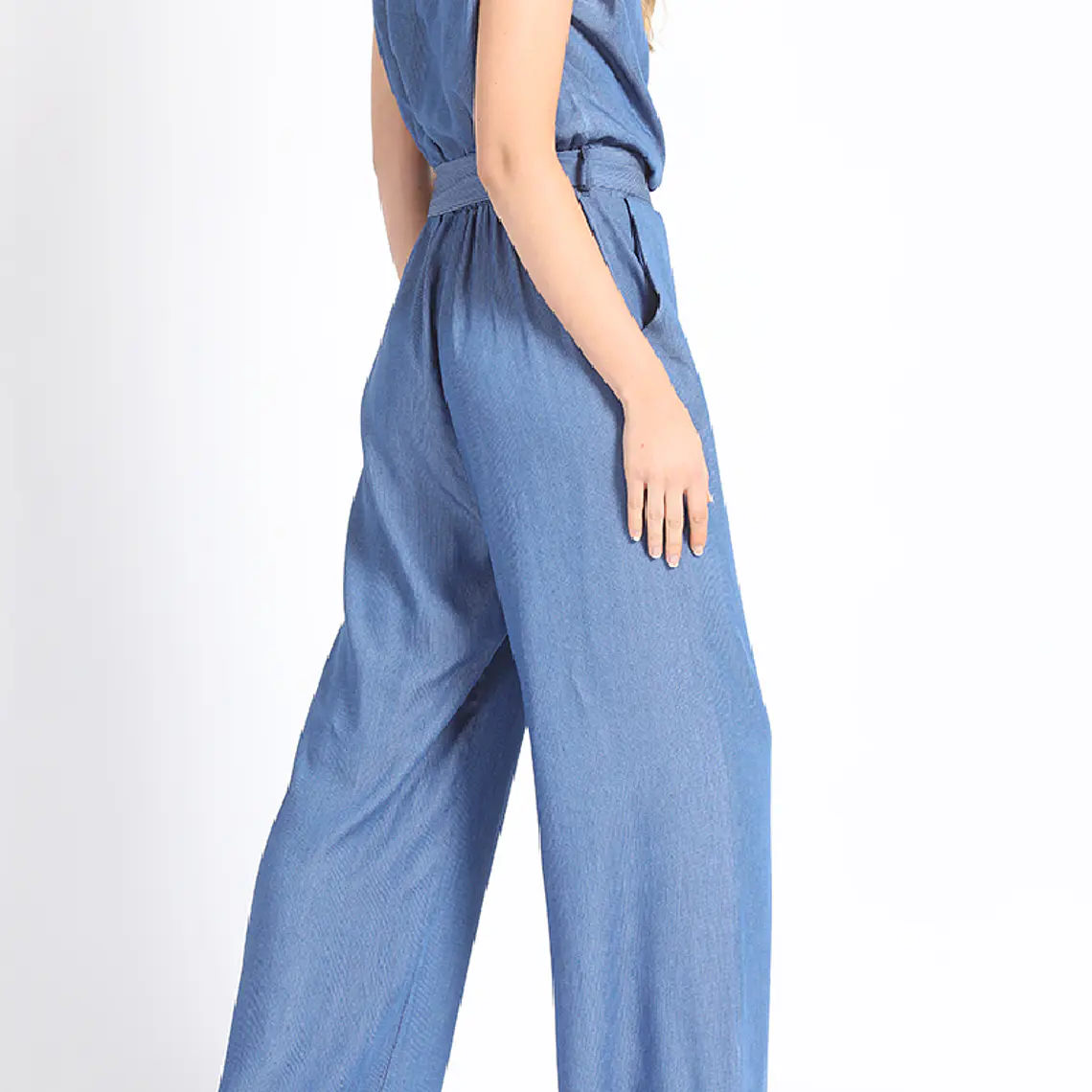 ENTERITO RECTO CON CRUCE Y LAZO  CHAMBRAY AZUL (TALLA S) 5