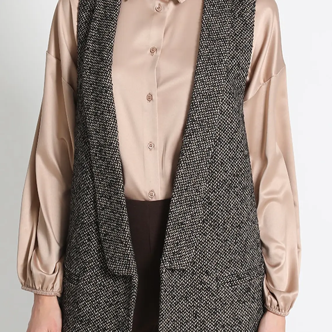 CHALECO DE VESTIR SIN MANGAS, TWEED FANTASÍA, COLECCIÓN ITALIA (TALLA L) 5