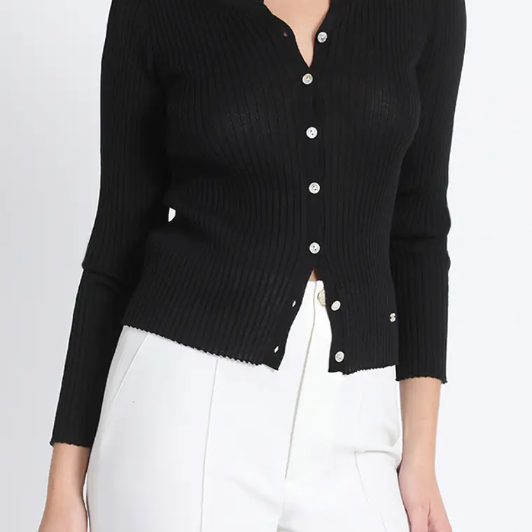 TEJIDO CARDIGAN CUYELLO V BOTON NACAR NEGRO (TAALLA XL) 6