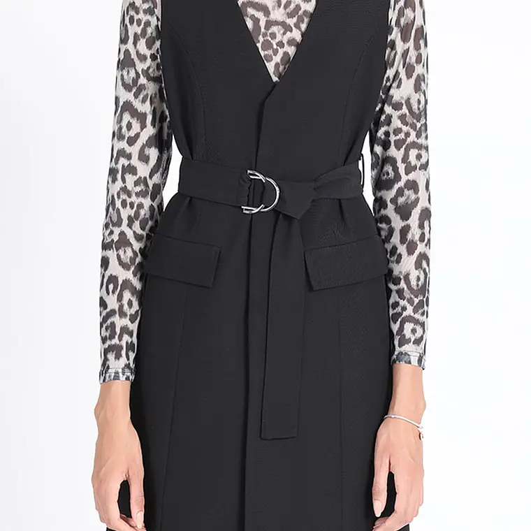 TAPADO TIPO VESTIDO SIN MANGAS SASTRERO CON LAZO NEGRO (TALLAS S y M) 1