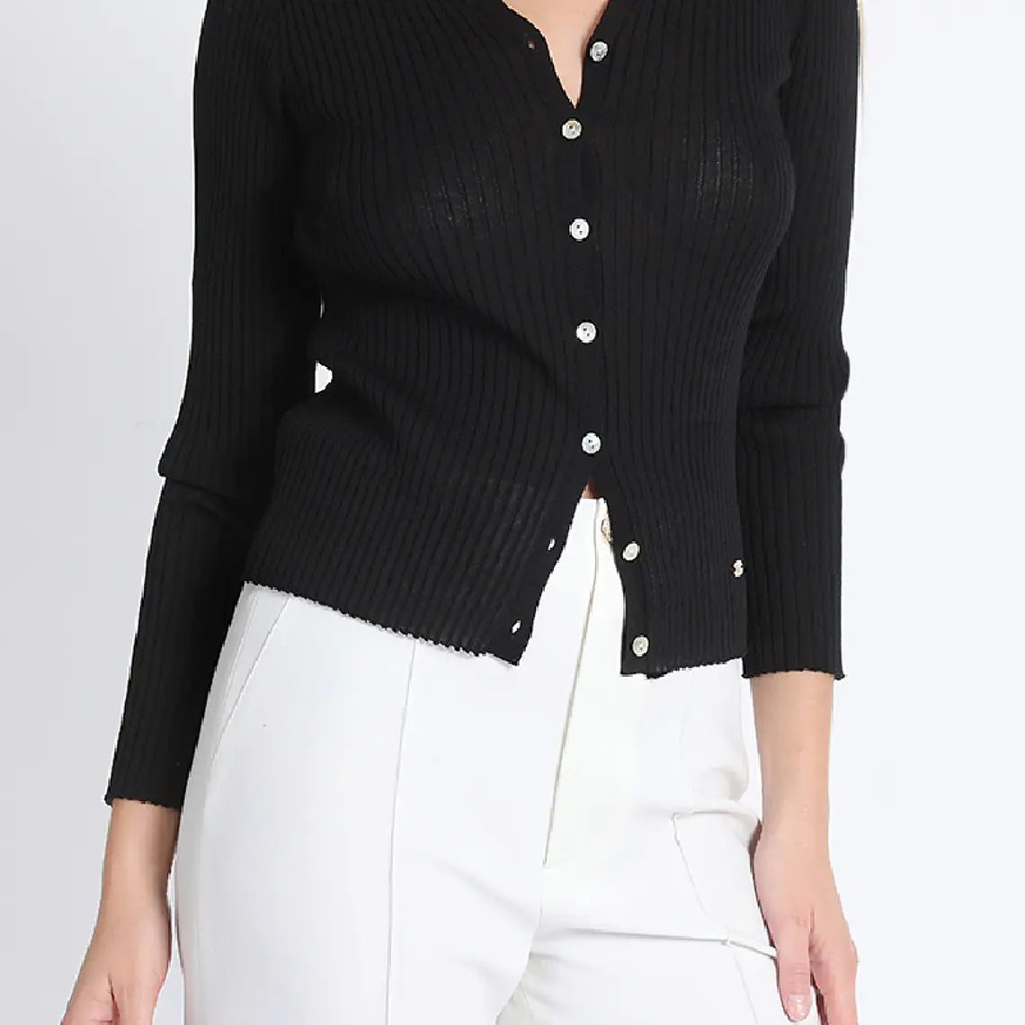 TEJIDO CARDIGAN CUYELLO V BOTON NACAR NEGRO (TAALLA XL) 7