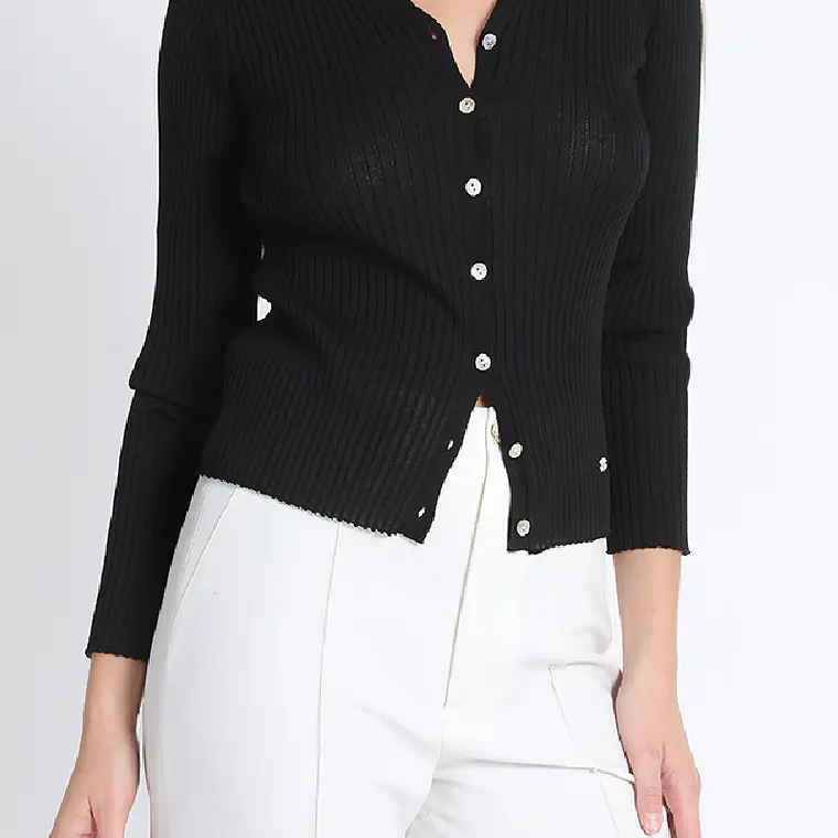 TEJIDO CARDIGAN CUYELLO V BOTON NACAR NEGRO (TAALLA XL) 7