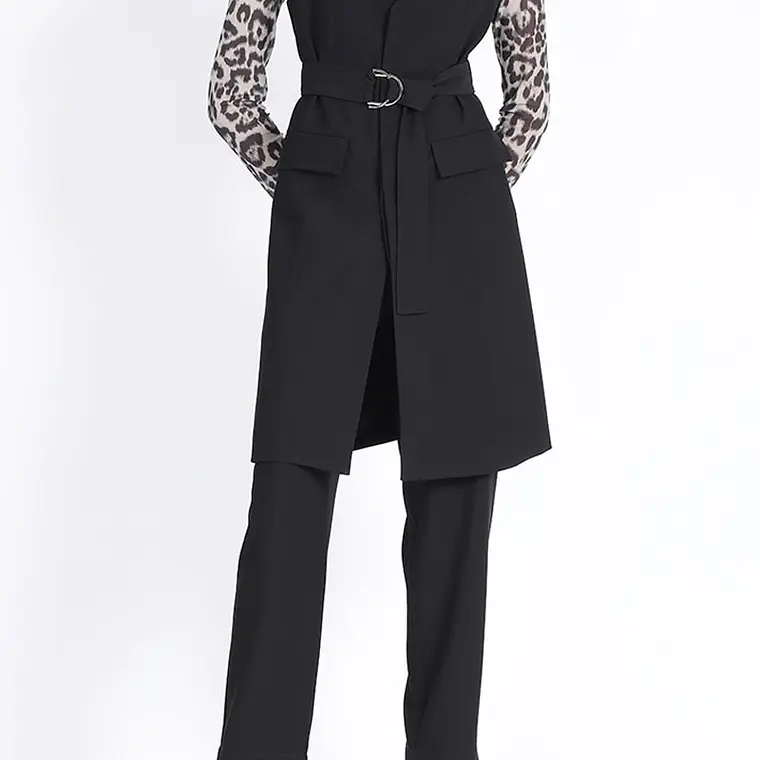 TAPADO TIPO VESTIDO SIN MANGAS SASTRERO CON LAZO NEGRO (TALLAS S y M) 2