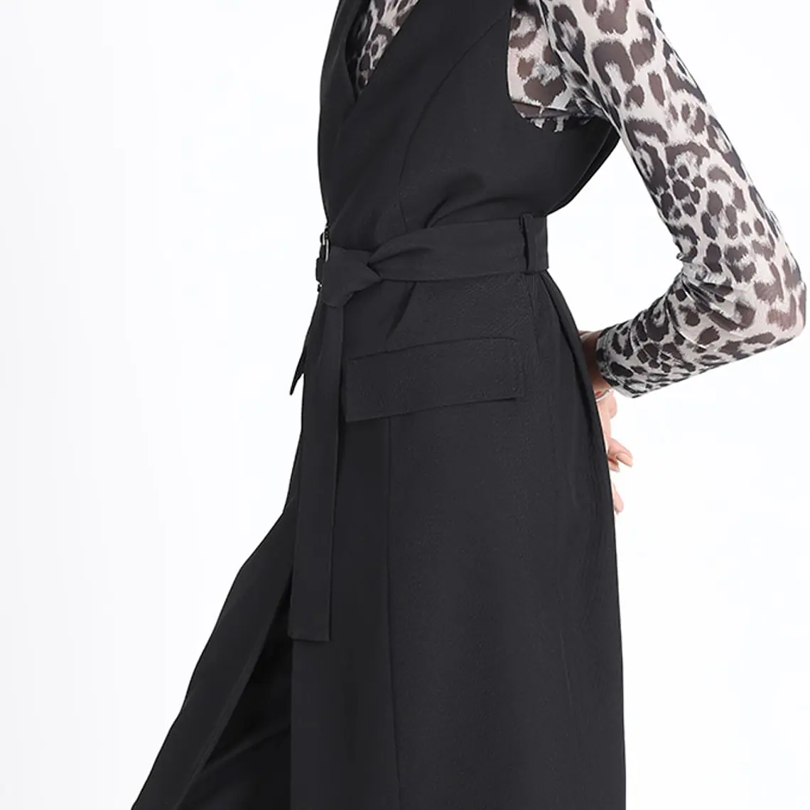 TAPADO TIPO VESTIDO SIN MANGAS SASTRERO CON LAZO NEGRO (TALLAS S y M) 4