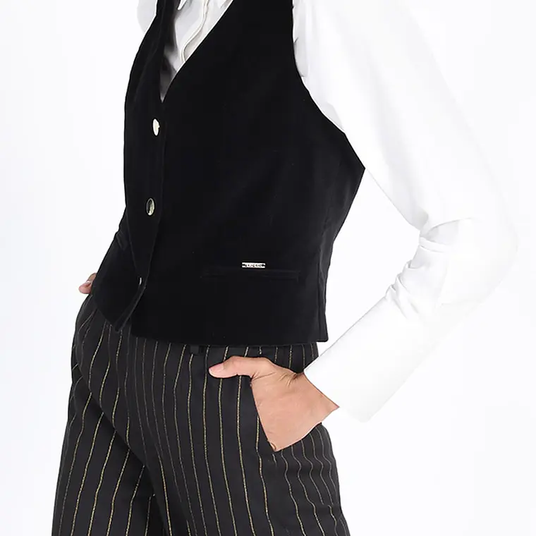 CHAQUETA GILLETE CRUCE SIMPLE TERCIOPELO NEGRO (TALLA 36) 3