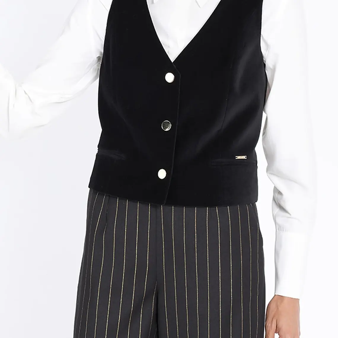 CHAQUETA GILLETE CRUCE SIMPLE TERCIOPELO NEGRO (TALLA 36) 4