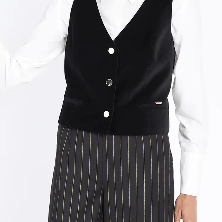 CHAQUETA GILLETE CRUCE SIMPLE TERCIOPELO NEGRO (TALLA 36) 4