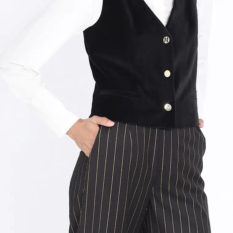 CHAQUETA GILLETE CRUCE SIMPLE TERCIOPELO NEGRO (TALLA 36) 5