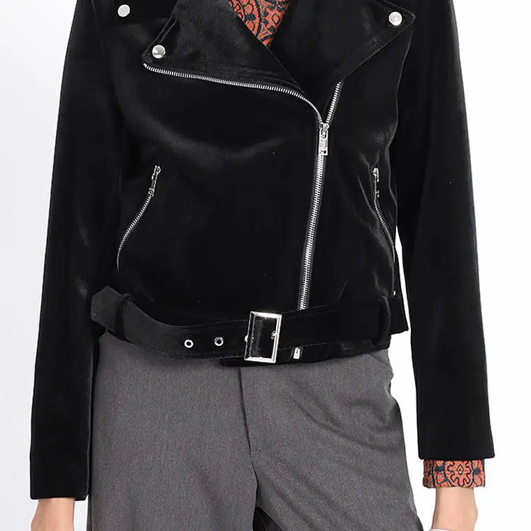 CHAQUETA MOTOQUERA TERCIOPELO BORDADO ESPALDA NEGRO (TALLAS S y M) 1