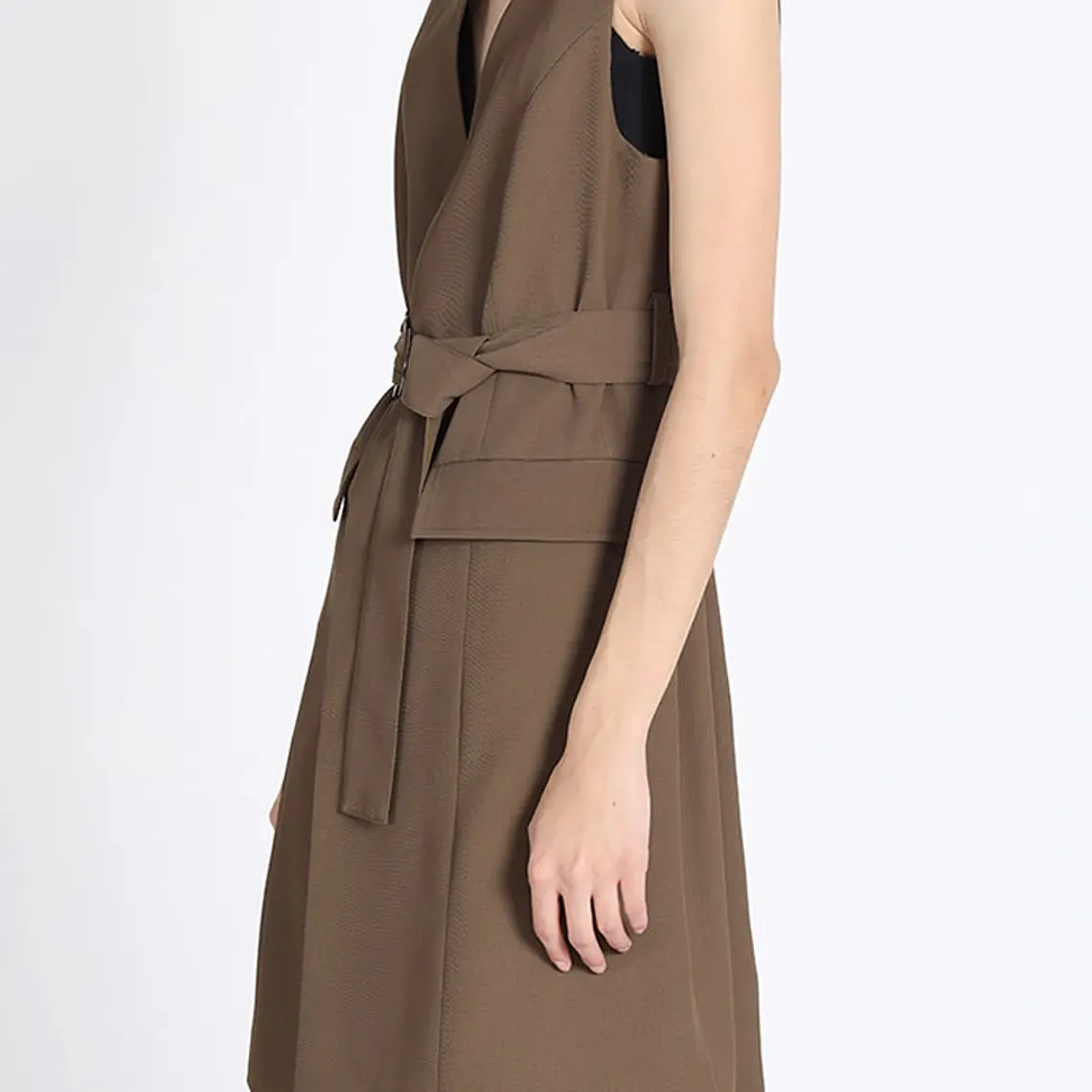 TAPADO TIPO VESTIDO SIN MANGAS SASTRERO CON LAZO CAFÉ (TALLAS S y M) 4