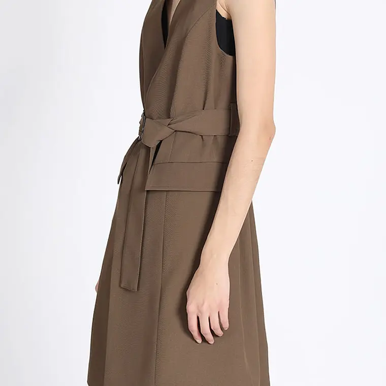 TAPADO TIPO VESTIDO SIN MANGAS SASTRERO CON LAZO CAFÉ (TALLAS S y M) 4