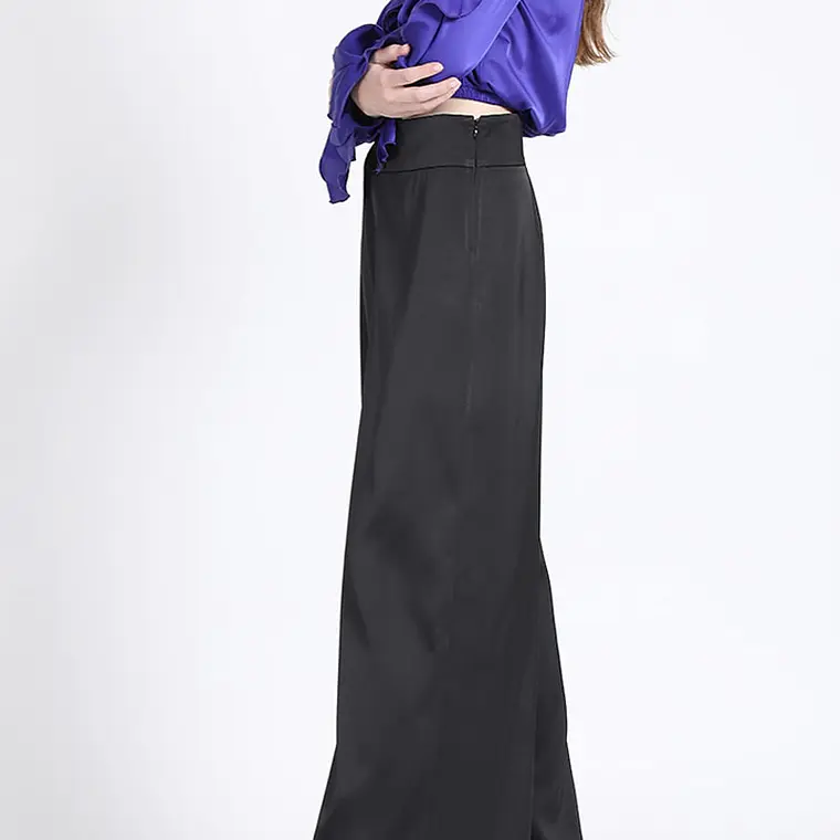 PANTALON ANCHO BASICO SATIN NEGRO NEGRO (TALLA 36) 2