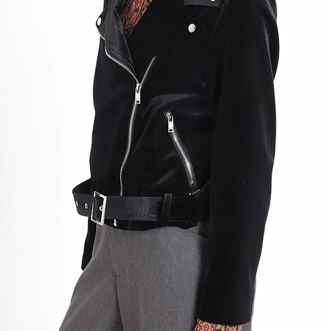 CHAQUETA MOTOQUERA TERCIOPELO BORDADO ESPALDA NEGRO (TALLAS S y M) 3