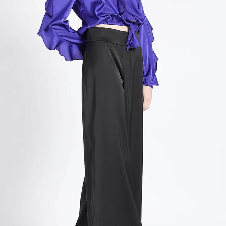 PANTALON ANCHO BASICO SATIN NEGRO NEGRO (TALLA 36) 1