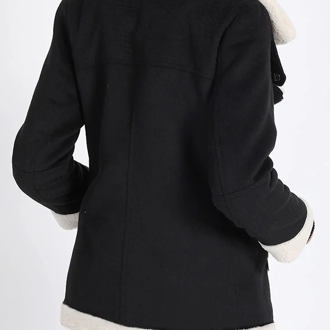 CHAQUETON MOTOQUEO BONDED MUFLON MIX PIEL NEGRO (TALLA M) 4