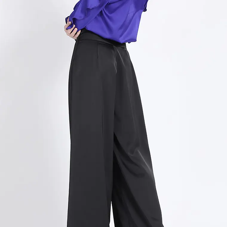 PANTALON ANCHO BASICO SATIN NEGRO NEGRO (TALLA 36) 4