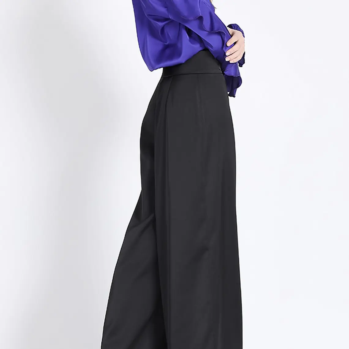 PANTALON ANCHO BASICO SATIN NEGRO NEGRO (TALLA 36) 5