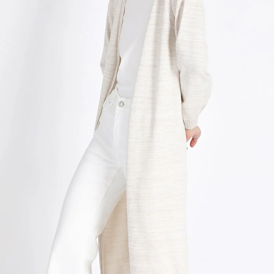 TEJIDO TAPADO ESCOTE V BASICO LUREX MIX CRUDO (TALLA XL) 6