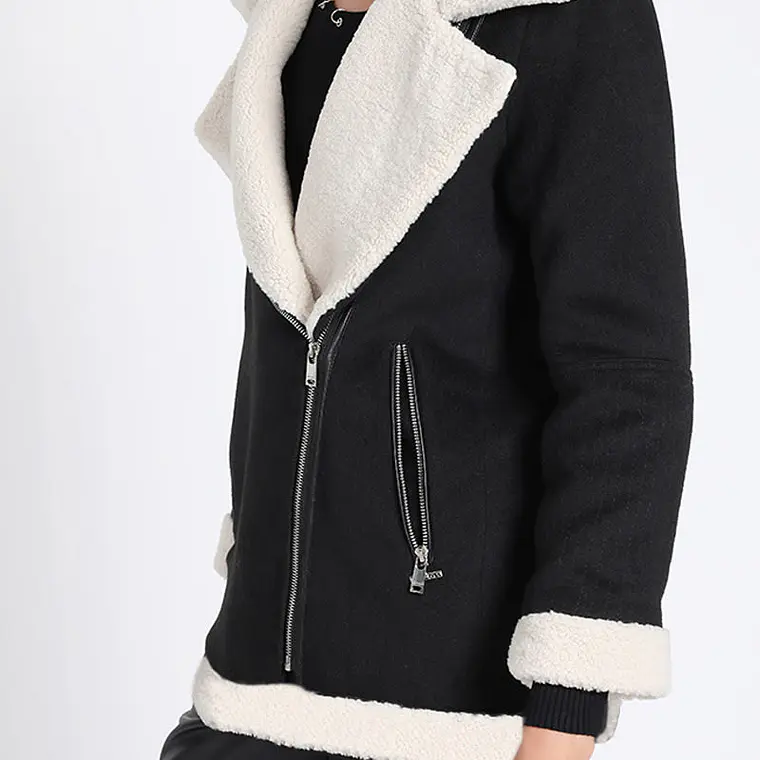 CHAQUETON MOTOQUEO BONDED MUFLON MIX PIEL NEGRO (TALLA M) 5