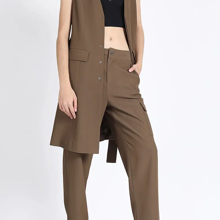 TAPADO TIPO VESTIDO SIN MANGAS SASTRERO CON LAZO CAFÉ (TALLAS S y M) 6