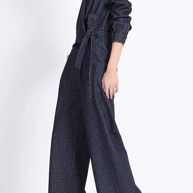 ENTERITO RECTO CON SOLAPA Y AMARRA DENIM RAYAS AZUL (TALLAS S y M) 4