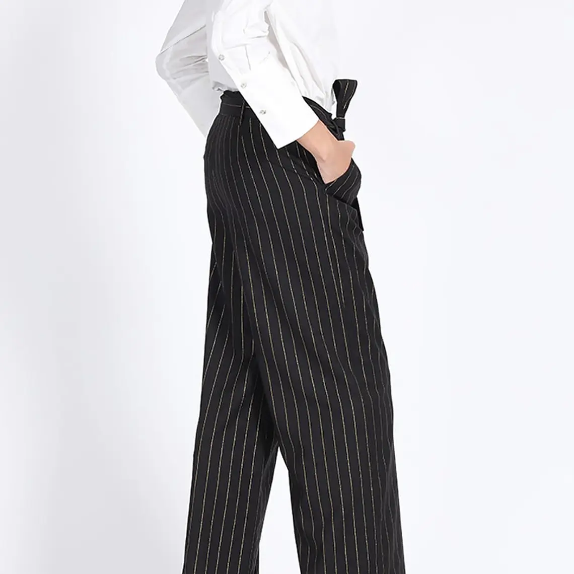 PANTALON SASTRE CON LAZO RAYAS DORADO NEGRO (TALLAS 38 y 44) 2