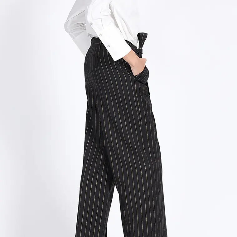 PANTALON SASTRE CON LAZO RAYAS DORADO NEGRO (TALLAS 38 y 44) 2