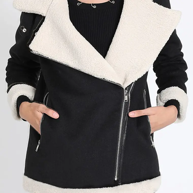 CHAQUETON MOTOQUEO BONDED MUFLON MIX PIEL NEGRO (TALLA M) 6