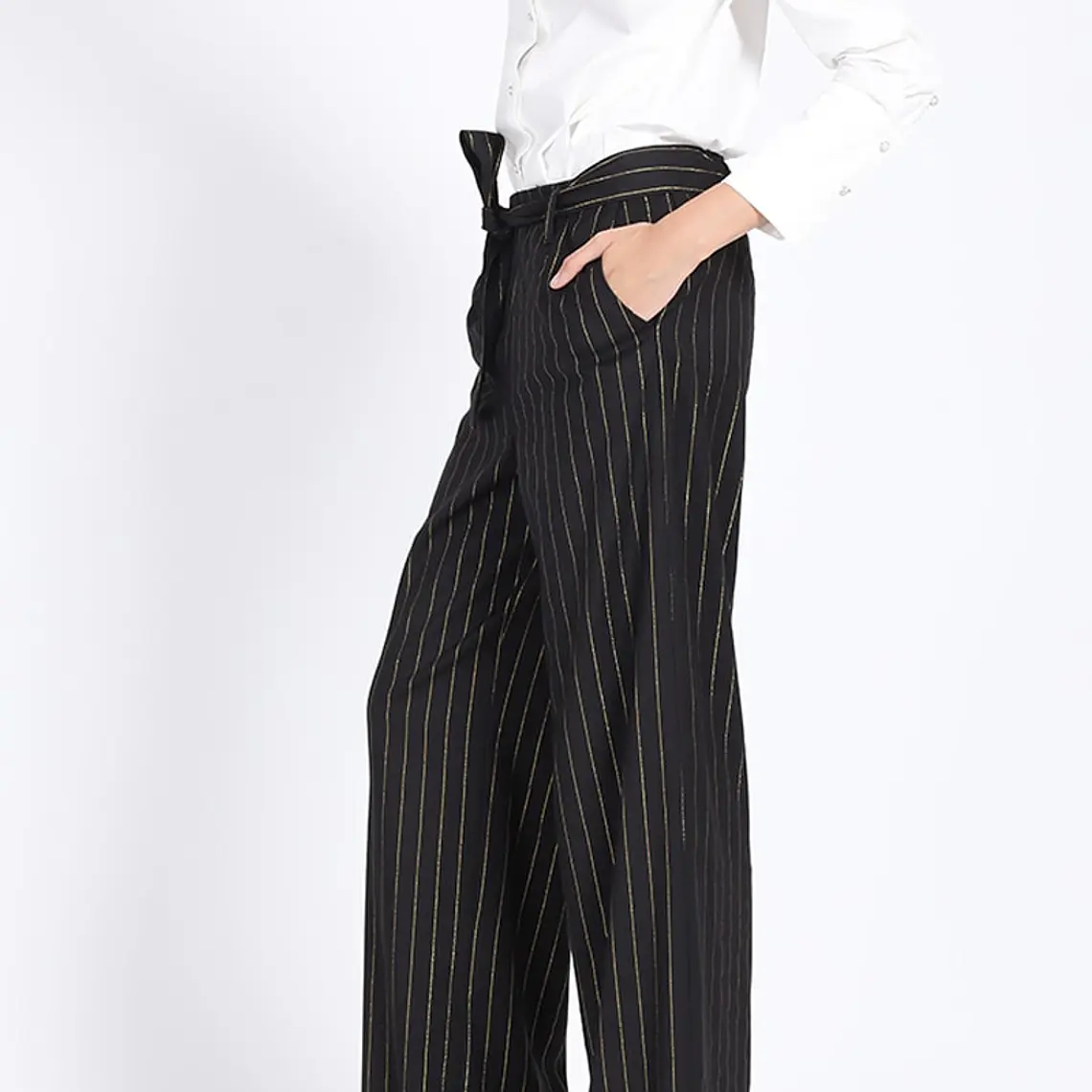 PANTALON SASTRE CON LAZO RAYAS DORADO NEGRO (TALLAS 38 y 44) 3