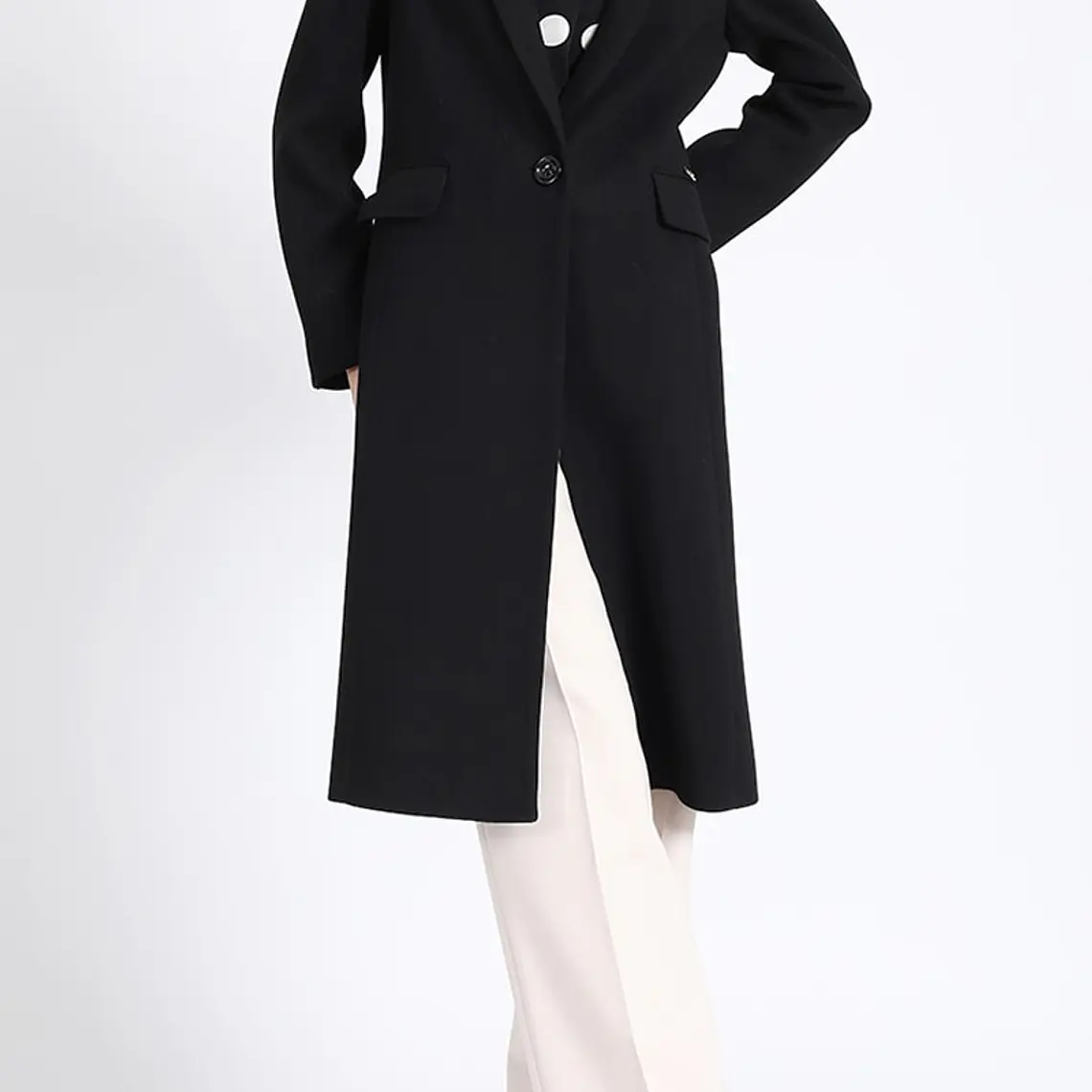 ABRIGO BASICO UN BOTON MUFLON NEGRO (TALLAS 48 y 50) 1