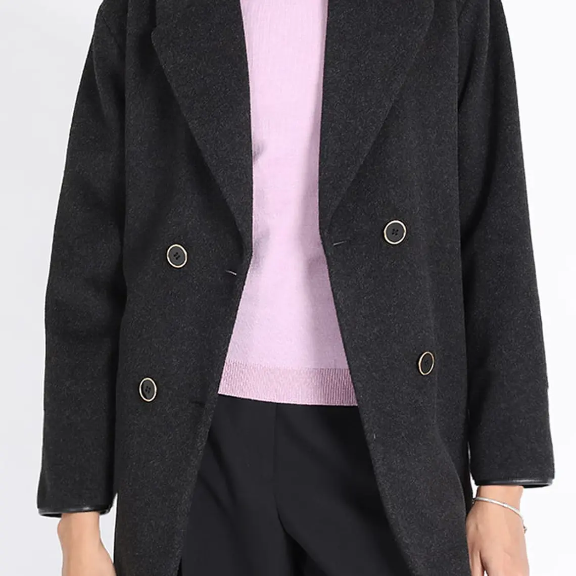 CHAQUETON CON SOLAPA Y CRUCE DOBLE LAZO SIN FORRO MUFLON MELANGE GRAFITO (TALLA L) 4