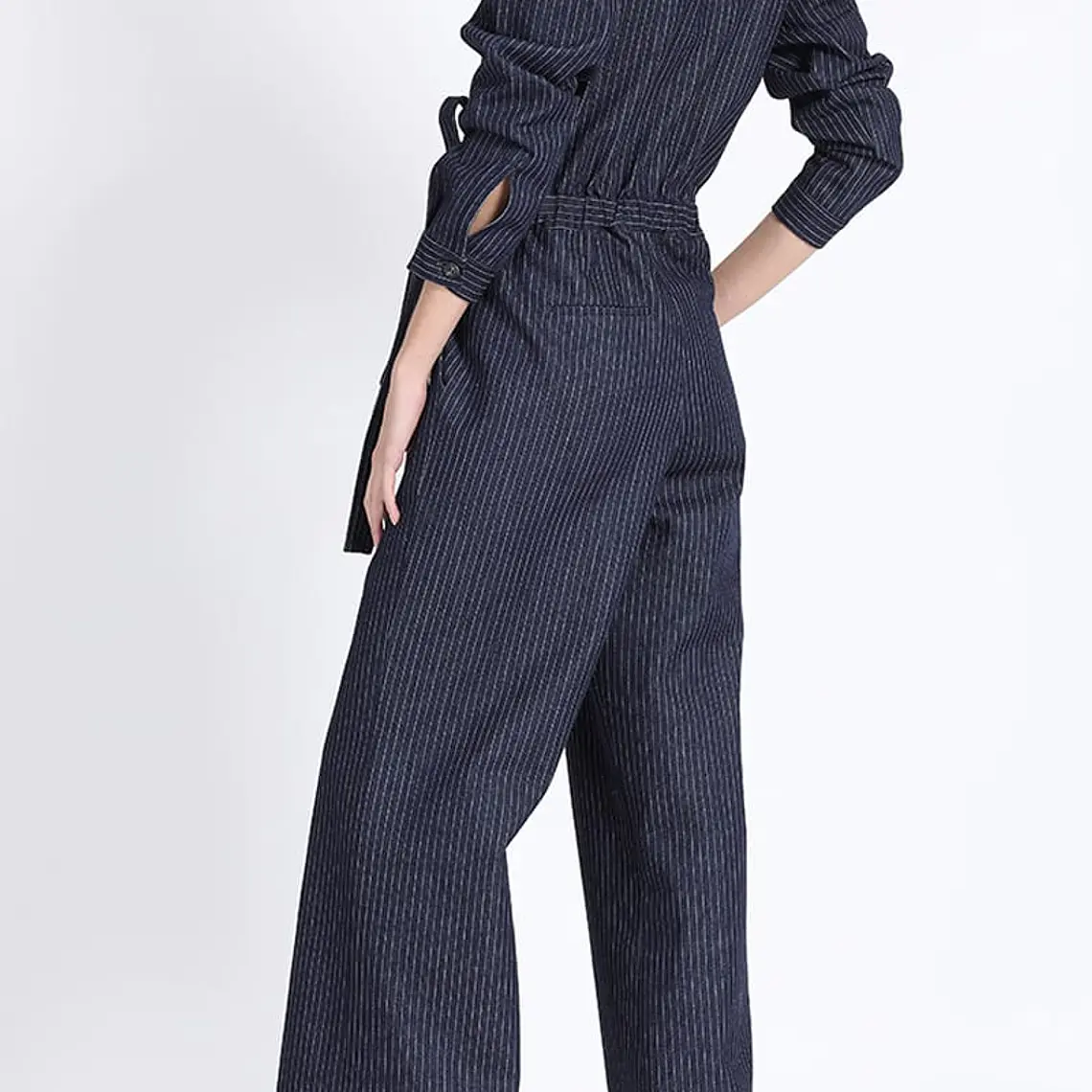 ENTERITO RECTO CON SOLAPA Y AMARRA DENIM RAYAS AZUL (TALLAS S y M) 6