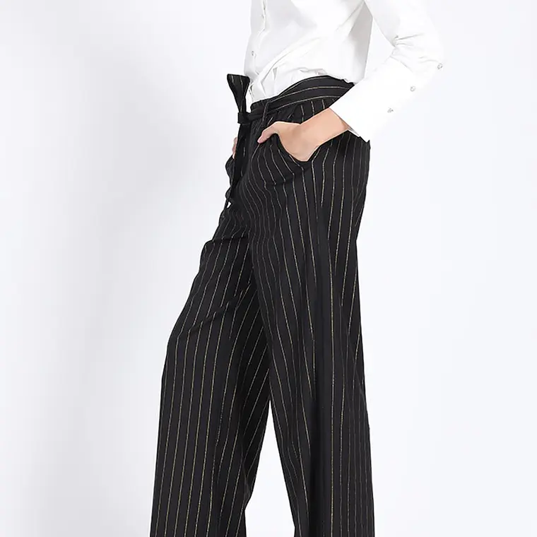 PANTALON SASTRE CON LAZO RAYAS DORADO NEGRO (TALLAS 38 y 44) 4