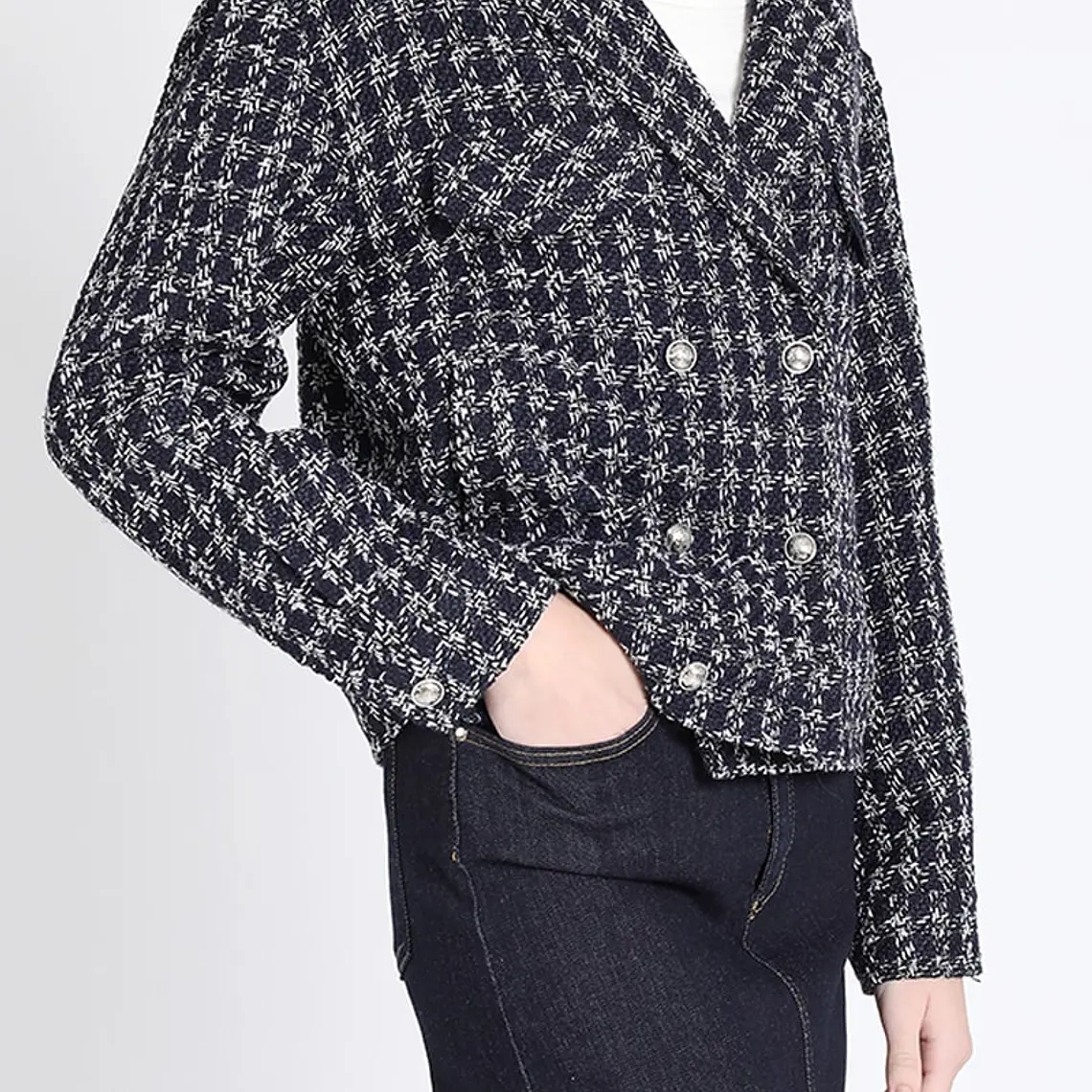 CHAQUETA TIPO BOMBER TWEED AZUL (TALLA L) 1