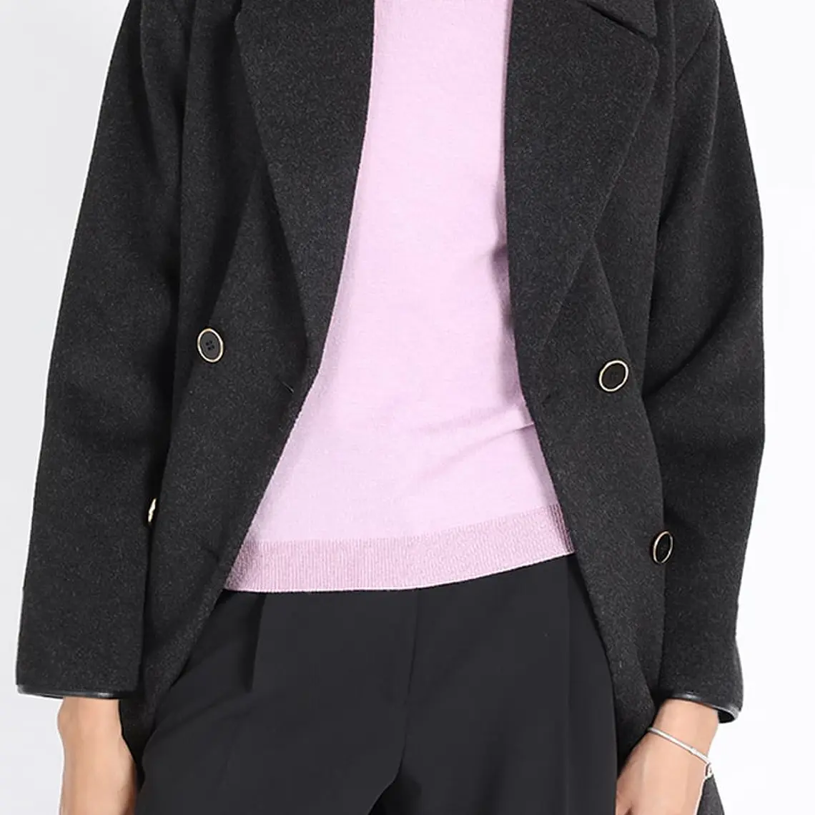 CHAQUETON CON SOLAPA Y CRUCE DOBLE LAZO SIN FORRO MUFLON MELANGE GRAFITO (TALLA L) 5