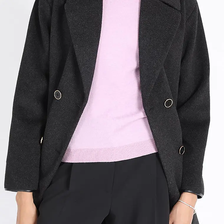 CHAQUETON CON SOLAPA Y CRUCE DOBLE LAZO SIN FORRO MUFLON MELANGE GRAFITO (TALLA L) 5