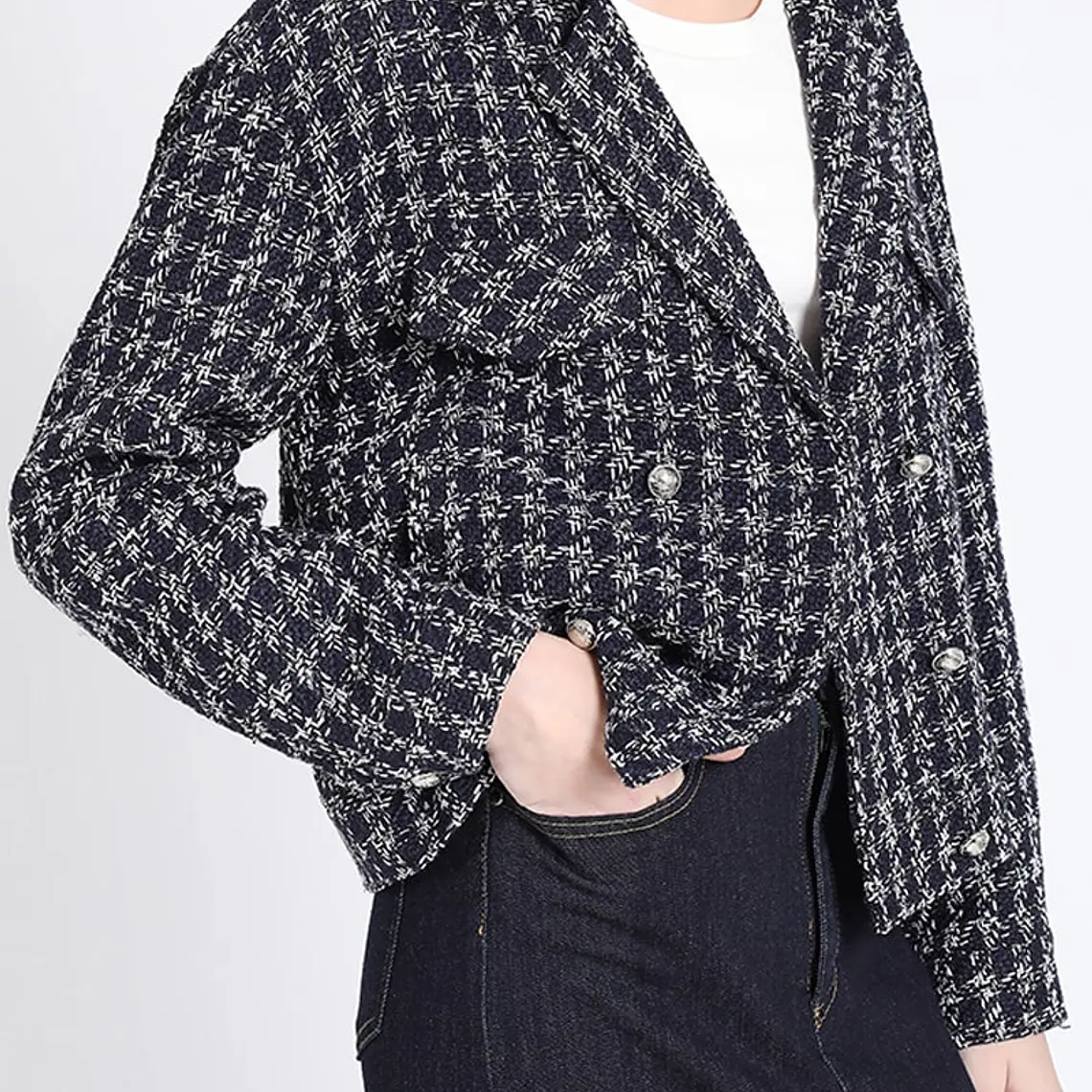 CHAQUETA TIPO BOMBER TWEED AZUL (TALLA L) 4