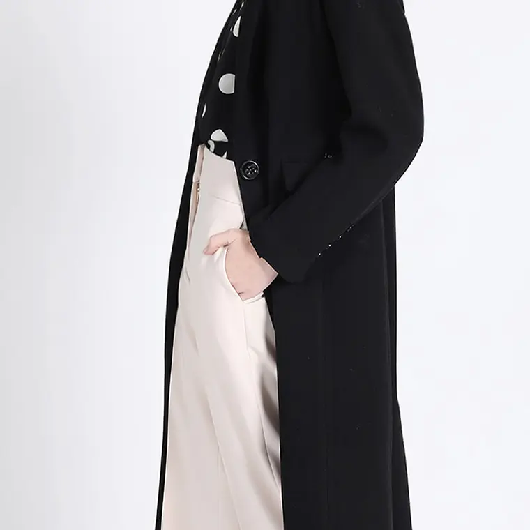 ABRIGO BASICO UN BOTON MUFLON NEGRO (TALLAS 48 y 50) 4