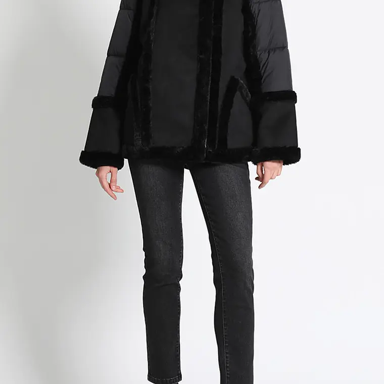 CHAQUETA AVIADOR MIX EFECTO GAMUZA Y PARKA NEGRO (TALLA S) 1