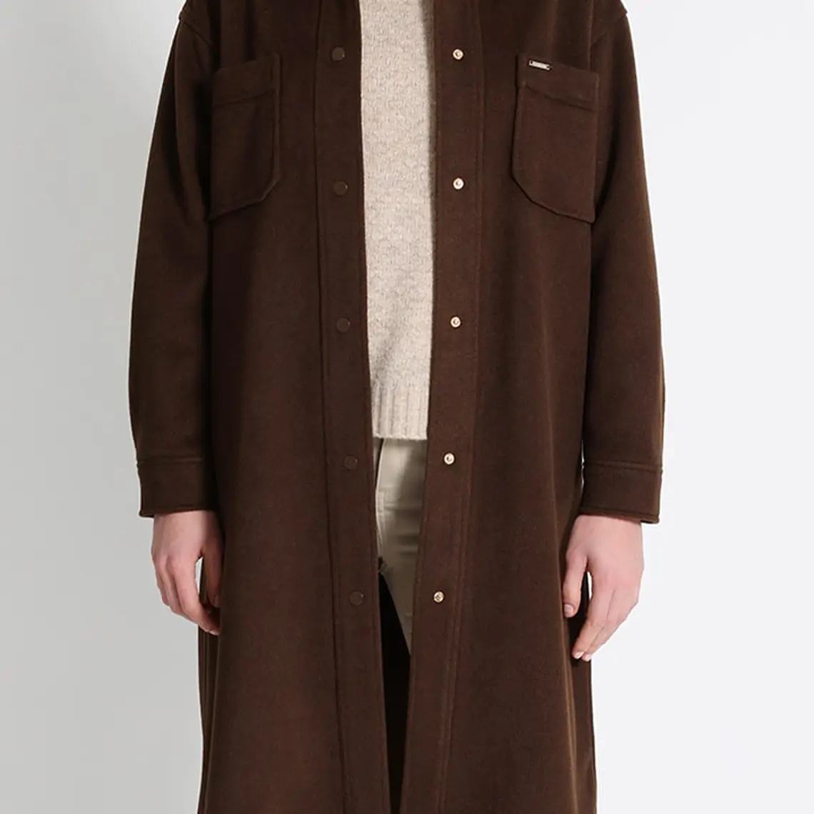 SOBRECAMISA RECTA Y LARGA  MUFLÓN MELANGE CHOCOLATE (TALLA L) 1