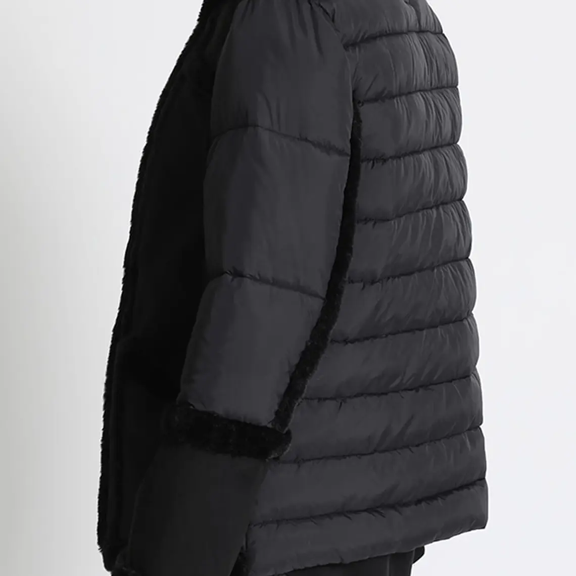 CHAQUETA AVIADOR MIX EFECTO GAMUZA Y PARKA NEGRO (TALLA S) 3