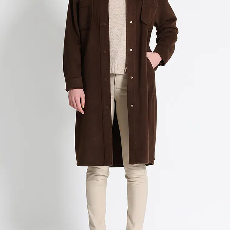 SOBRECAMISA RECTA Y LARGA  MUFLÓN MELANGE CHOCOLATE (TALLA L) 2