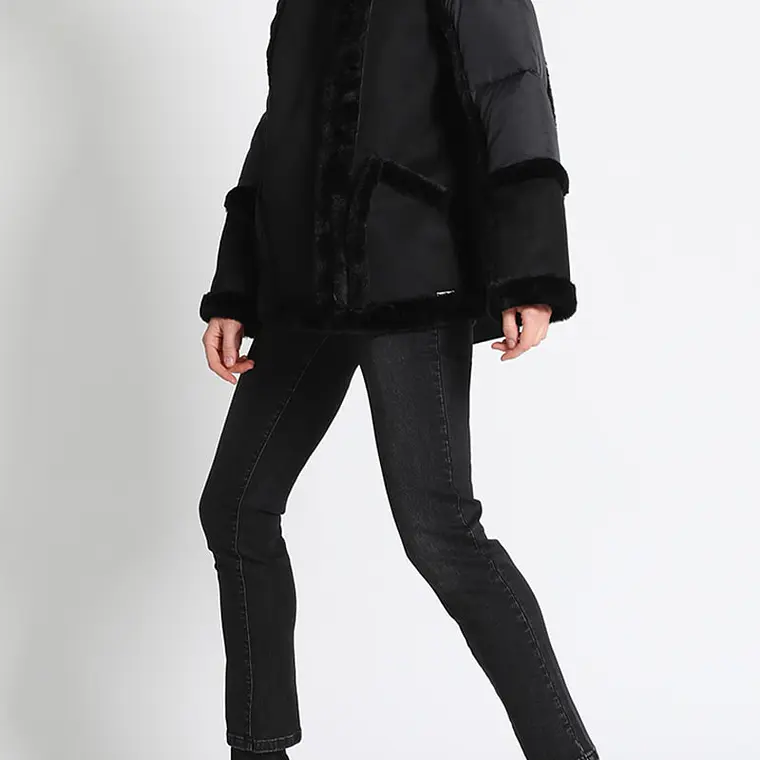 CHAQUETA AVIADOR MIX EFECTO GAMUZA Y PARKA NEGRO (TALLA S) 4