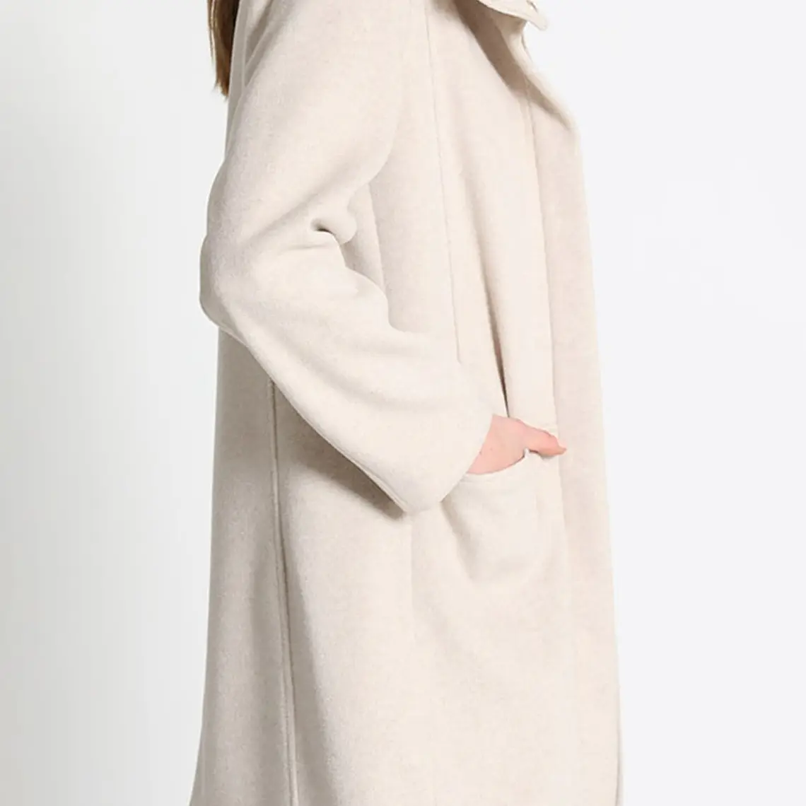 CHAQUETÓN SEMI RECTO MUFLÓN MELANGE BEIGE (TALLA 40) 3