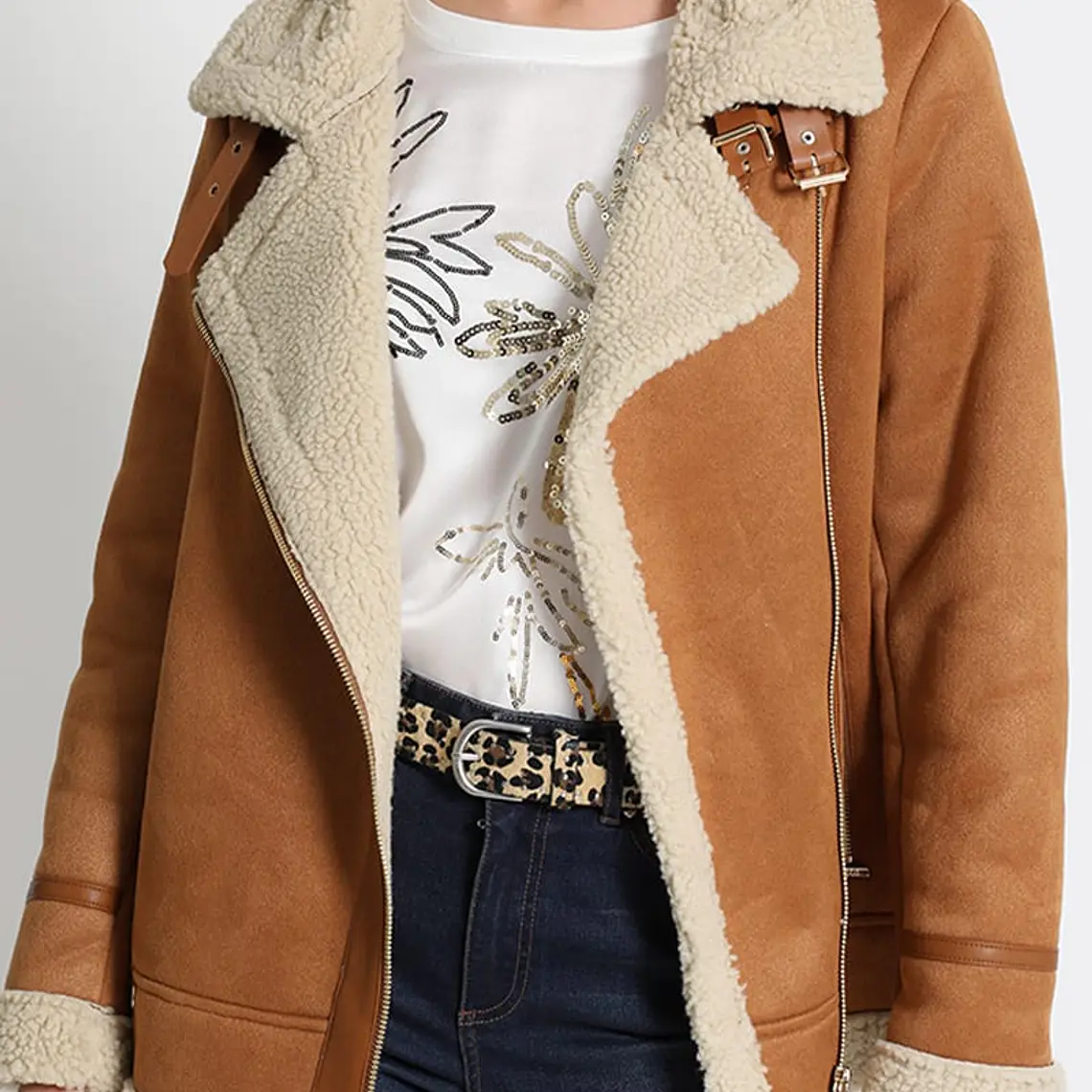 CHAQUETA AVIADOR DOBLE FAZ CAMEL CUELLO SPORT (TALLA L) 1