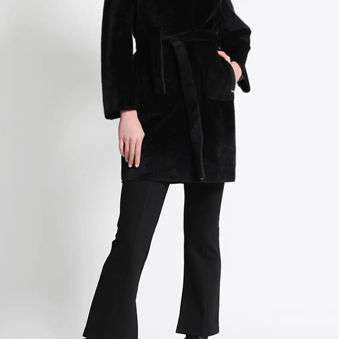 ABRIGO RECTO EFECTO POTRO NEGRO CON SOLAPA (TALLAS S a L) 2